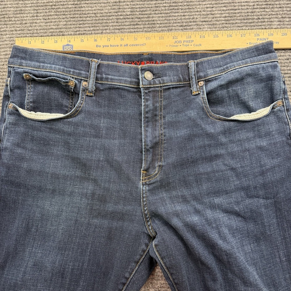 Lucky Brand Classic Straight Jeans Men's 38x30 Actual 38x27 Distressed Blue - Picture 5 of 6